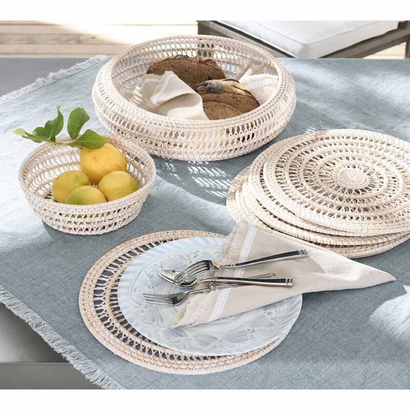 Pottery Barn Miramar Woven Round Bowl White Wash image number 2
